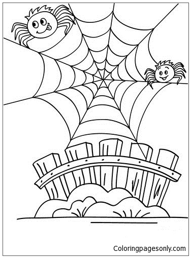Humoristic Spiderweb Coloring Page