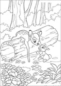 Thumper 从 Bambi Coloring Page 询问 Bambi