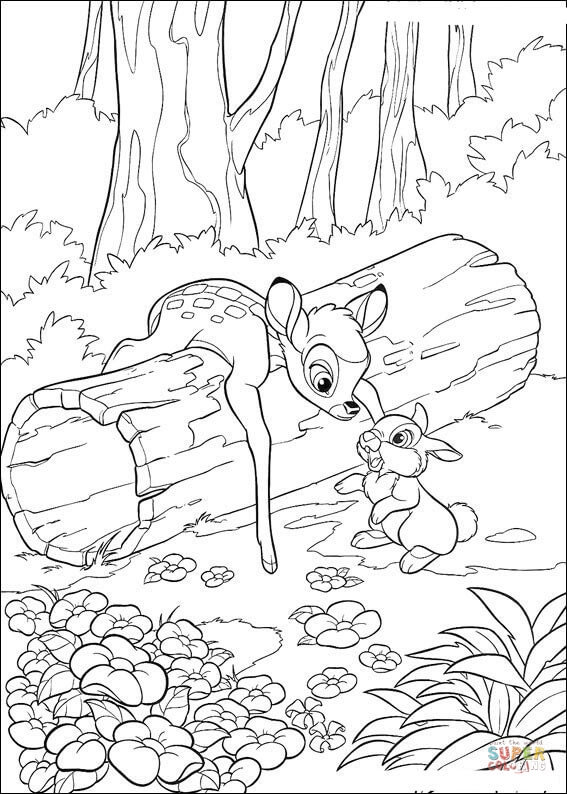 Thumper Asks Bambi  from Bambi Coloring Page