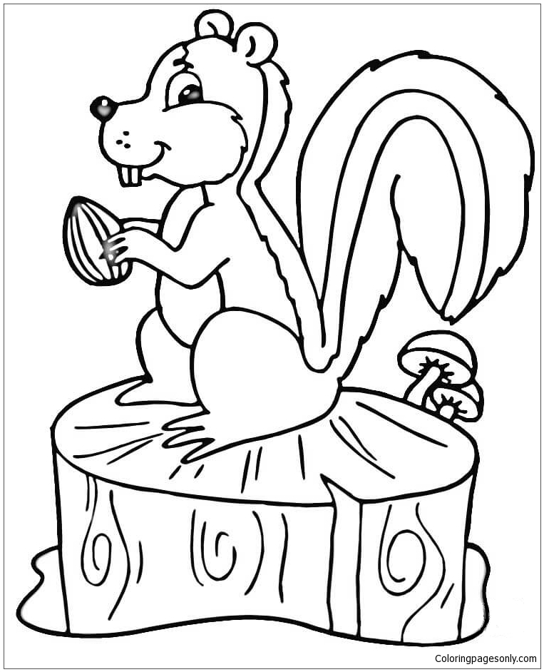 Hungry Squirrel Coloring Page