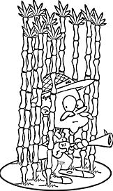 Hunter is hiding in a bamboo forest Coloring Page