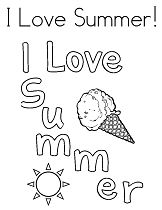I Love Summer 1 Coloring Page