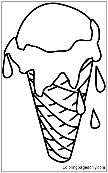 Ice Cream Melts In The Cone Coloring Pages