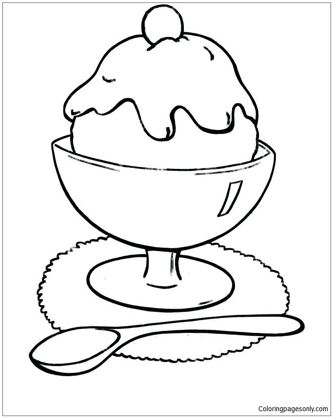 Ice Cream Sundae 1 Coloring Page - Free Coloring Pages Online