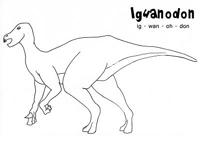 Раскраска динозавр игуанодон