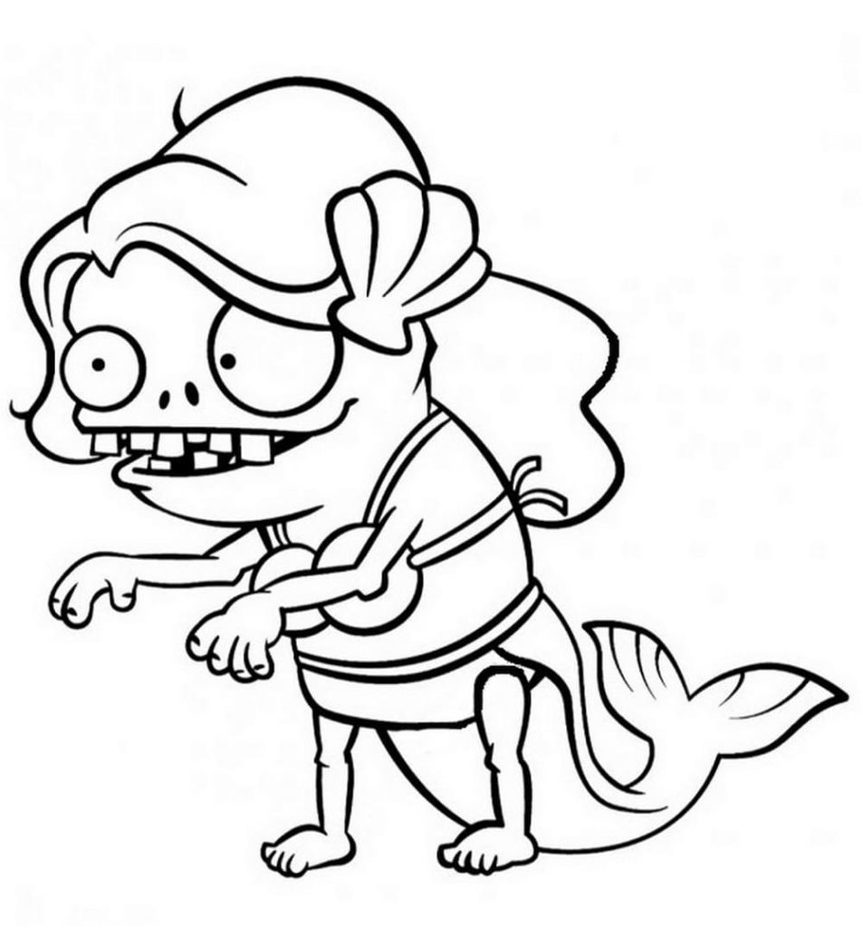 Imp Mermaid Zombie Coloring Page