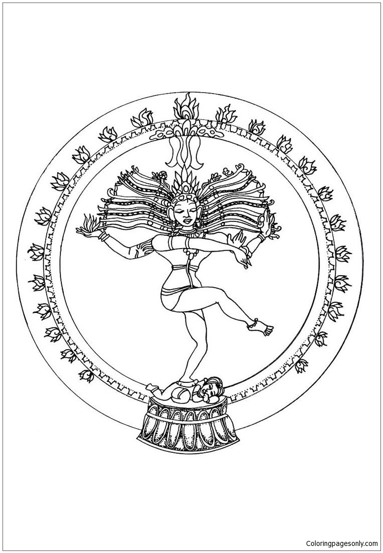 Indian Shiva Dance Mandala Coloring Pages - Mandala Coloring Pages