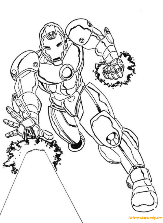 Pagina da colorare di Iron Man Fight Scene