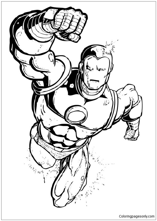 Pagina da colorare del supereroe di Iron Man
