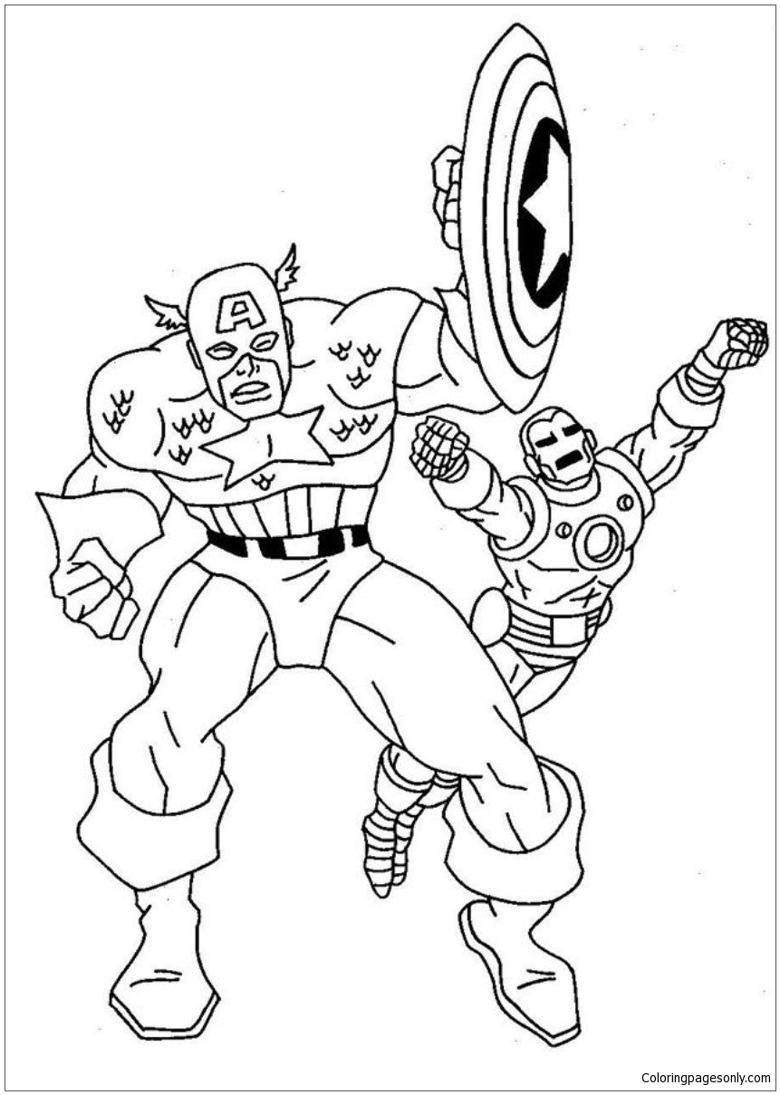 Ironman Vs Captain America Coloring Pages - Avengers Coloring Pages