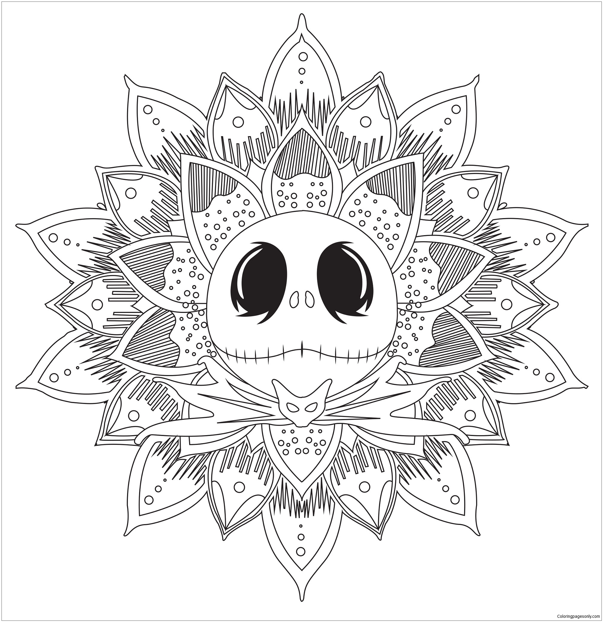 Desenho de Mandala de Jack Skellington para Colorir