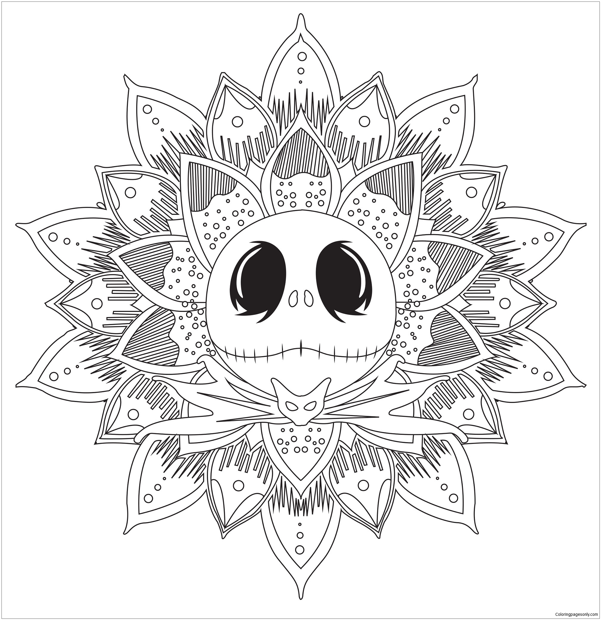 Jack Skellington Mandala Coloring Page Free Printable Coloring Pages