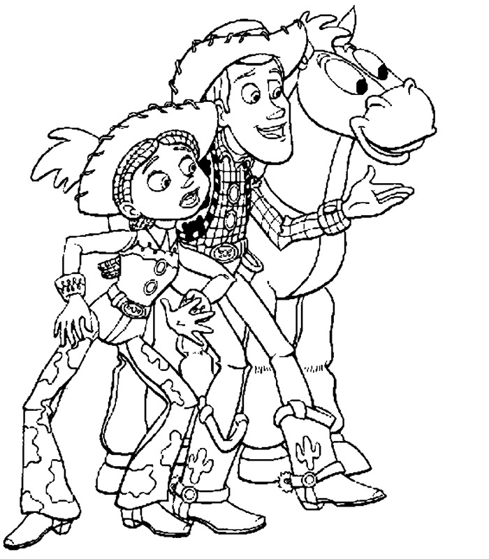Jessie, Woody and Bulleyes Coloring Page