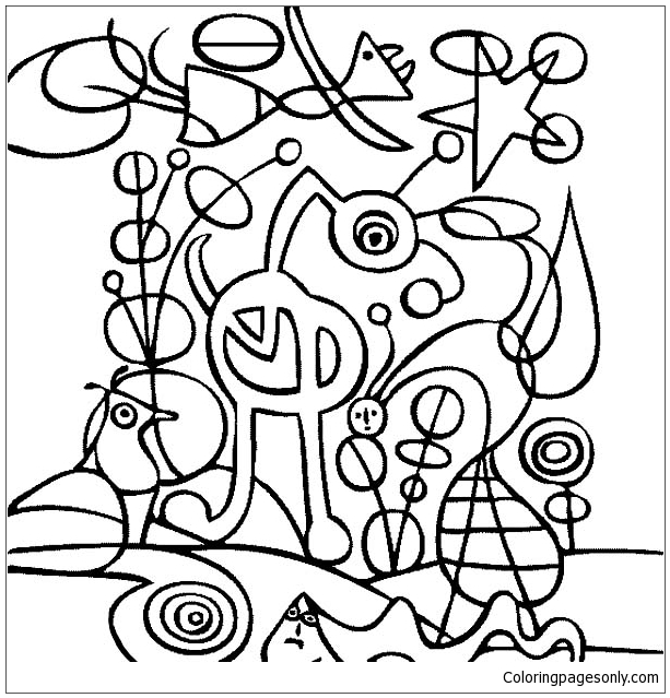 Joan Miro De tuin in beroemde schilderijen van Beroemde schilderijen