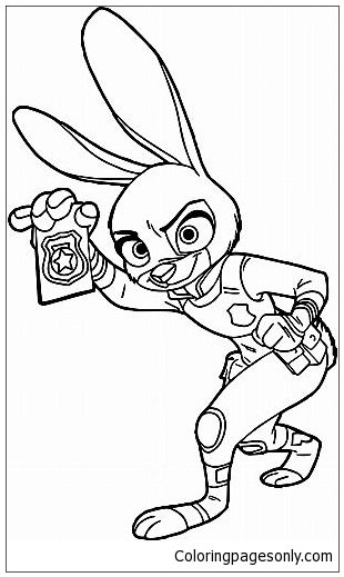 Judy Hopps Police Zootopia Coloring Page - Free Printable Coloring Pages