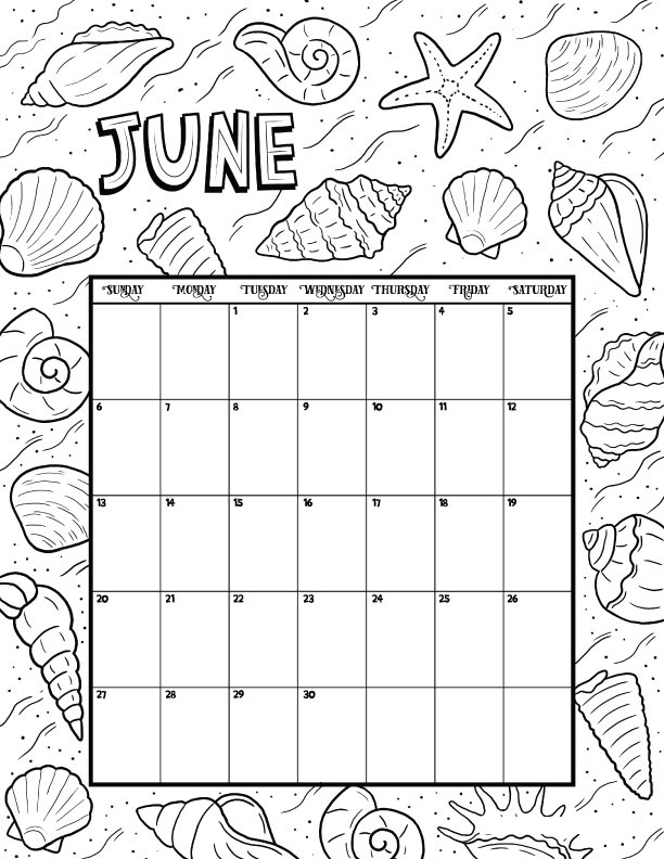 June Calendar 2021 Coloring Pages Calendar For 2021 Coloring Pages 