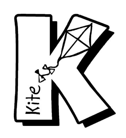 K est pour les cerfs-volants Coloriage