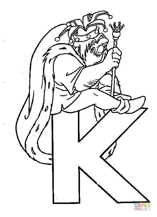 K Letter Is For A King Coloring Pages