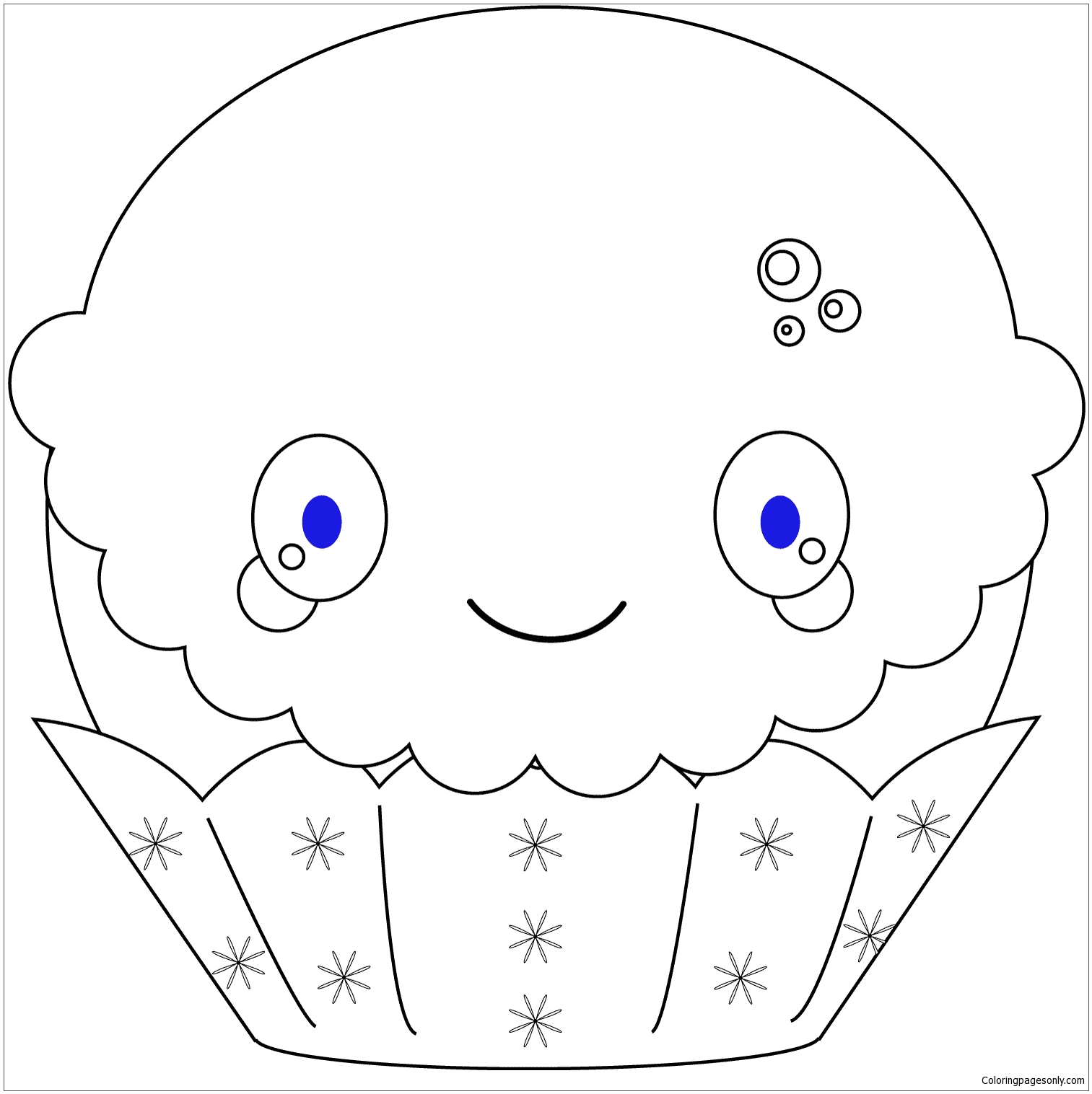 Kawaii Christmas Cupcake Coloring Page