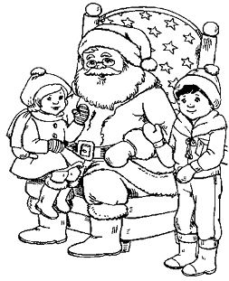 Kids And Santa Christmas Coloring Pages