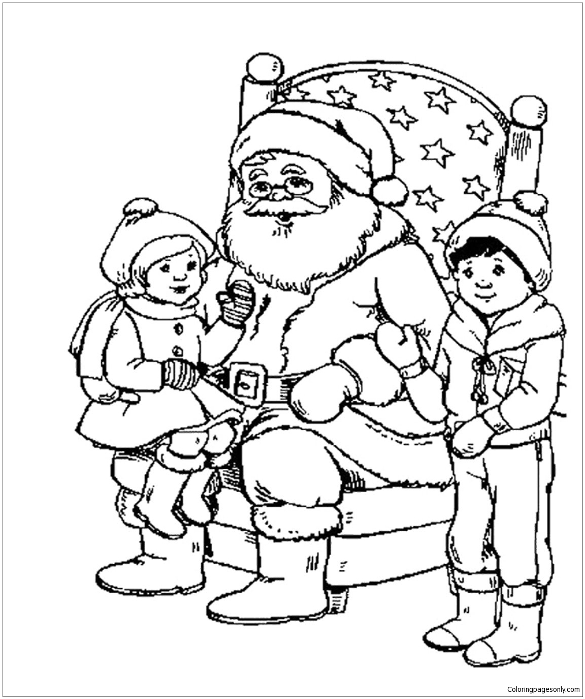 santa coloring page easy