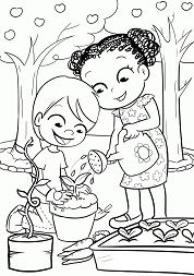 Kids Gardening 1 Coloring Pages