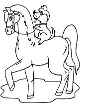 Kid Horse And Puppy Cute Coloring Page