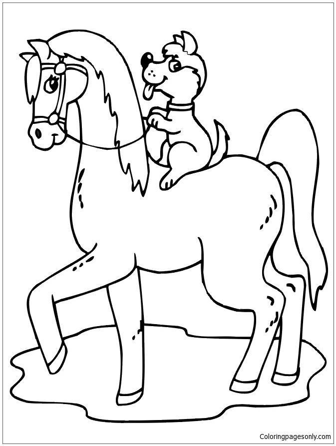 Kid Horse And Puppy Cute Coloring Pages Horse Coloring Pages Coloring Pages For Kids And Adults