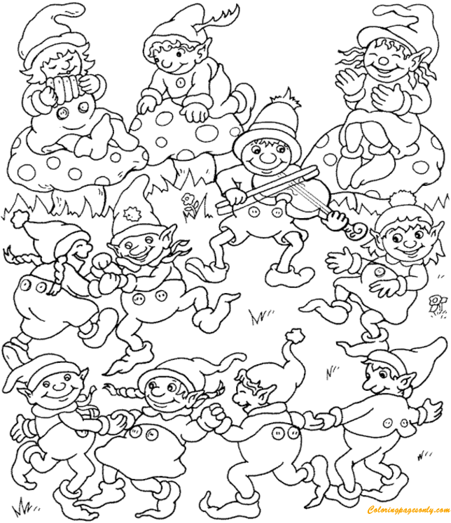 Kids Playing Christmas Coloring Pages
