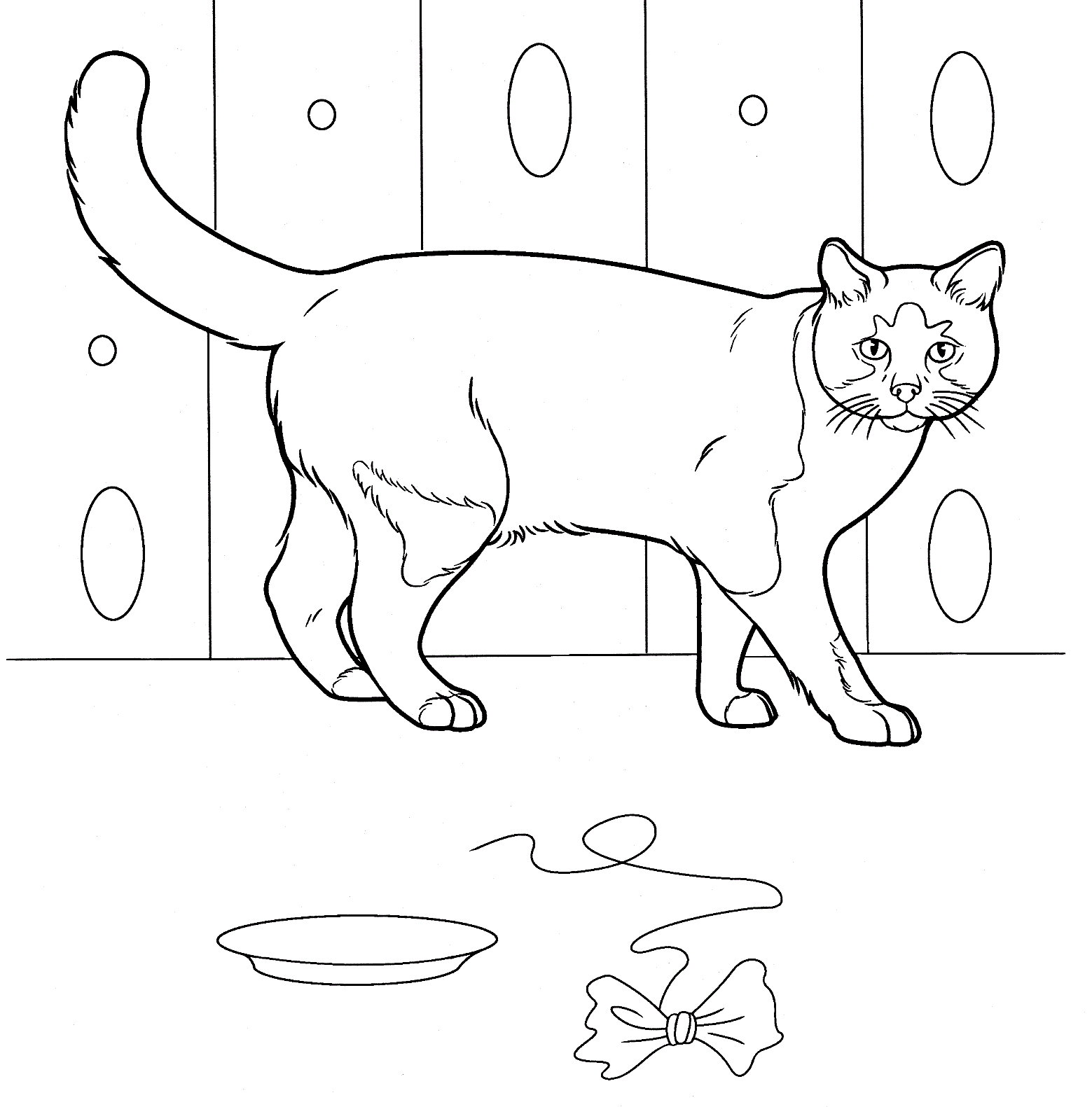 Kitty at Home Coloring Page