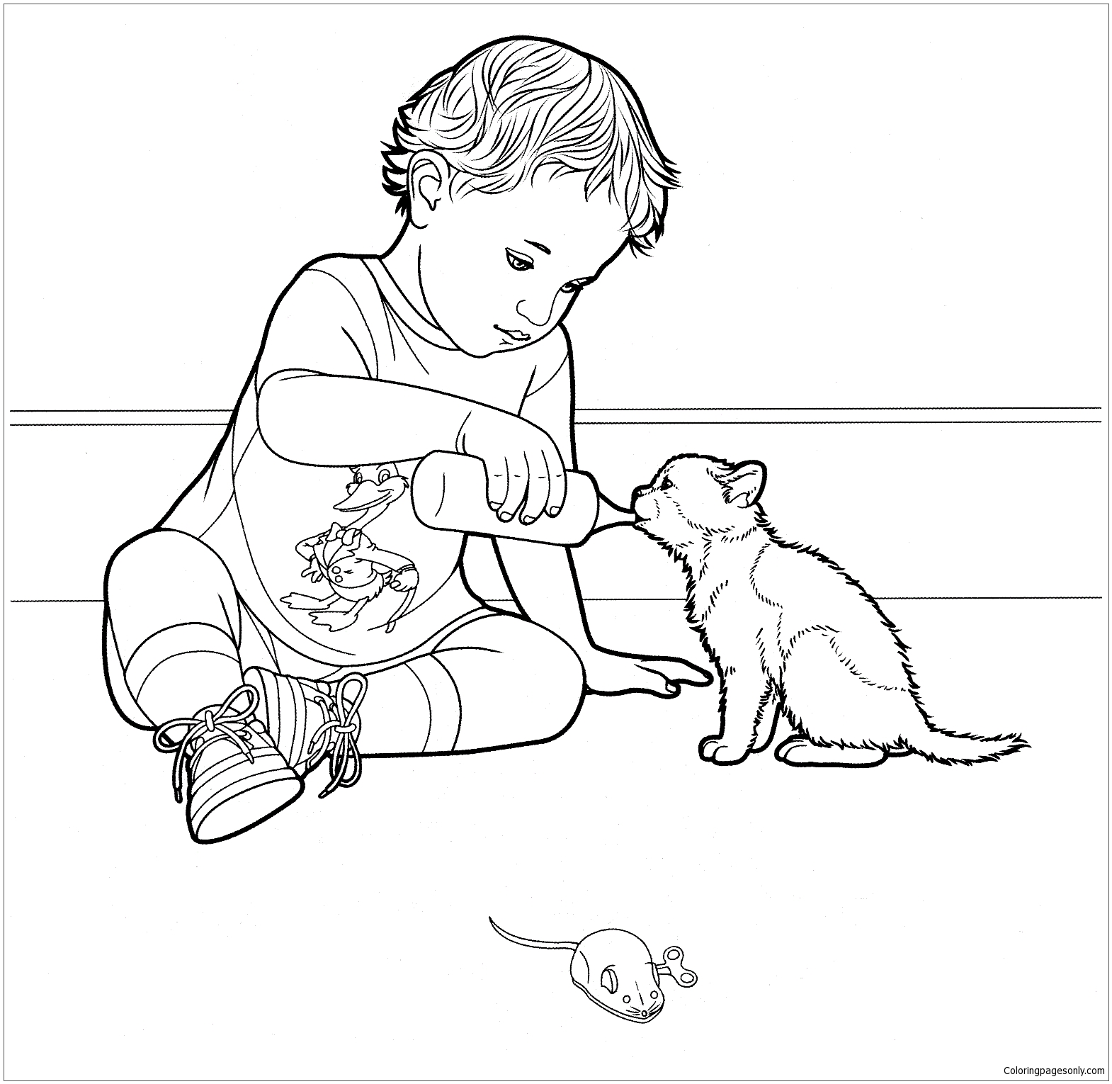 Kitty Drinks Milk Coloring Pages