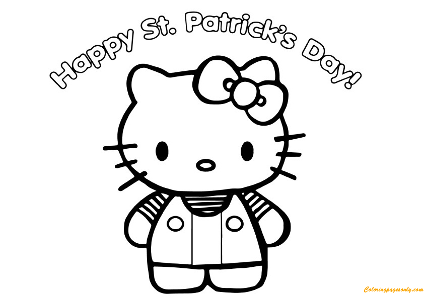 Kitty on Happy St Partrcks Day Coloring Pages