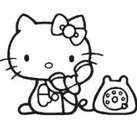 Kitty Playing With Phone Coloring Page