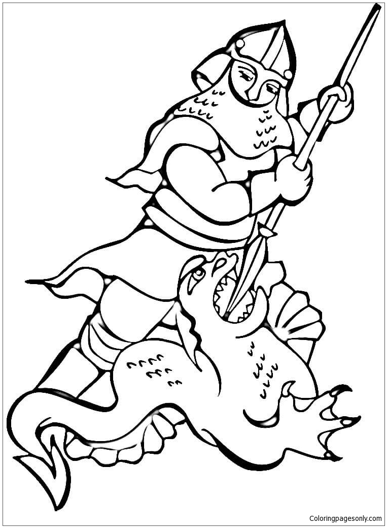 Knight Fighting The Dragon Coloring Pages