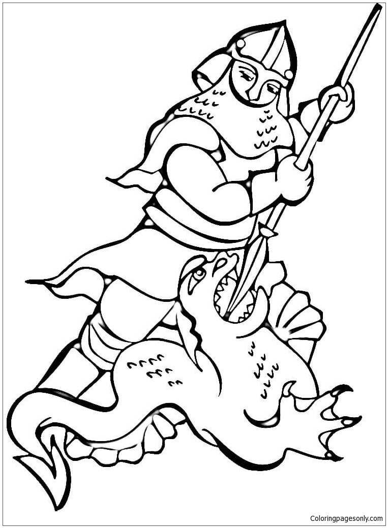 Knight Fighting the Dragon Coloring Pages - Dragon Coloring Pages