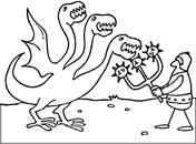 Knight fights Three-Headed Dragon Coloring Pages