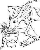 Knight Takes Care Of His Dragon Coloring Pages