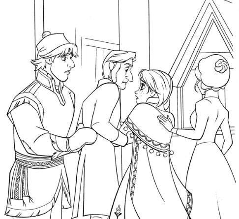 Anna doesn’t can say goodbye with Kristoff Coloring Page