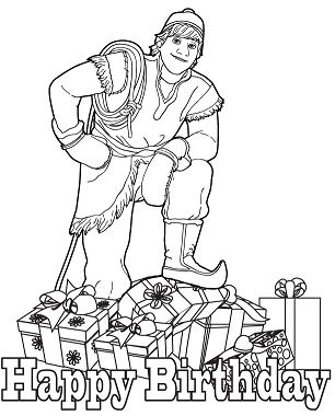 Kristoff Wishing You Happy Birthday Coloring Page