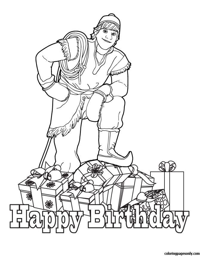 Kristoff Wishing You Happy Birthday Coloring Page