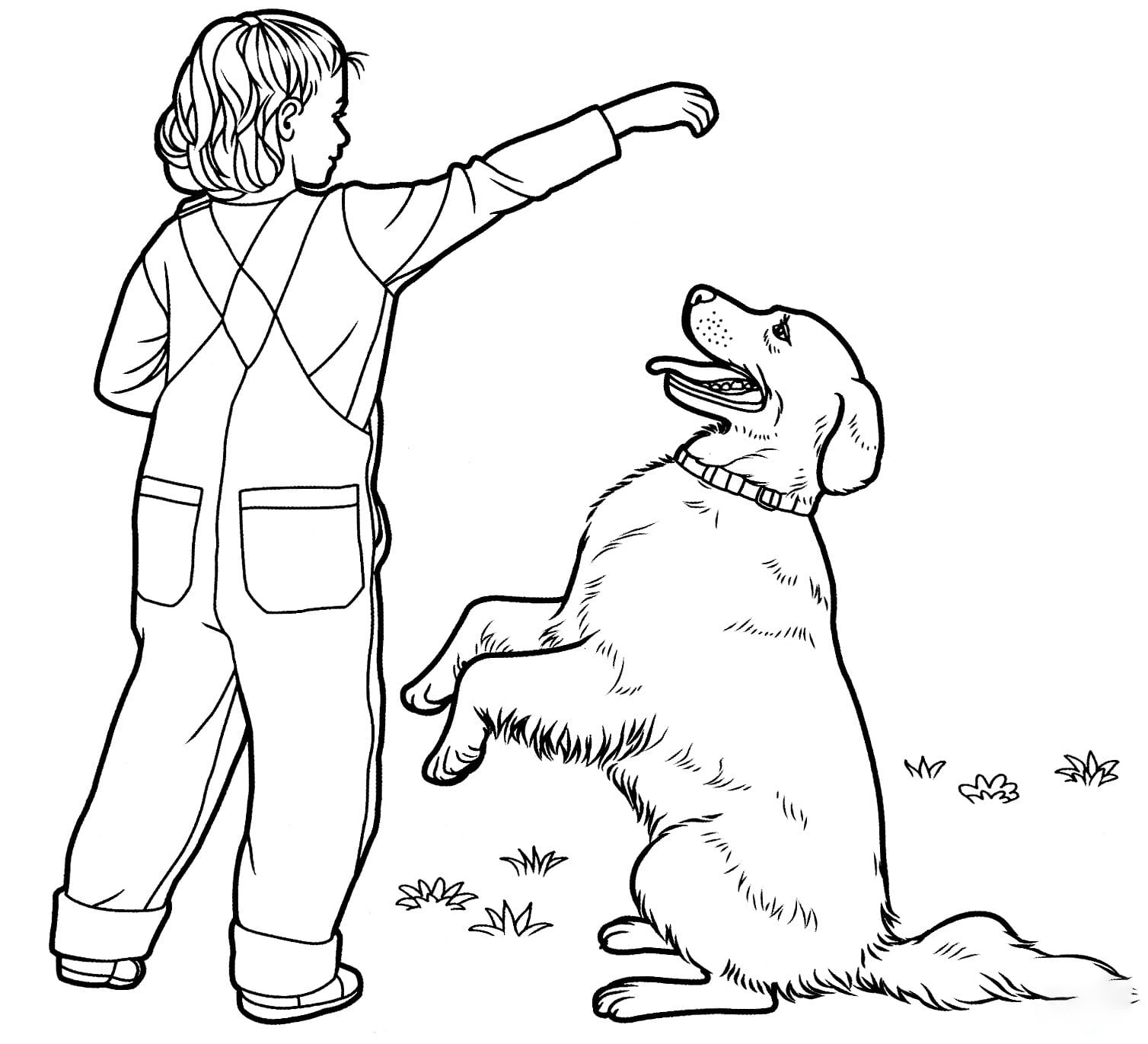 Labrador And A Kid Coloring Pages