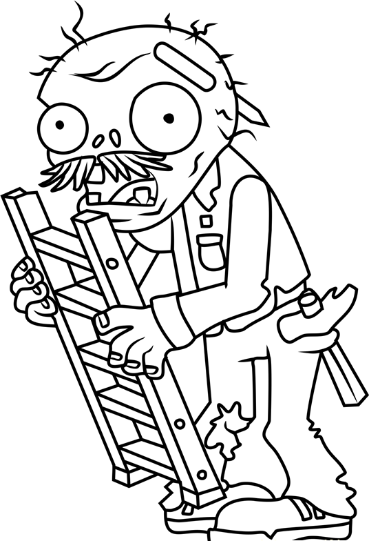Ladder Zombie Coloring Pages