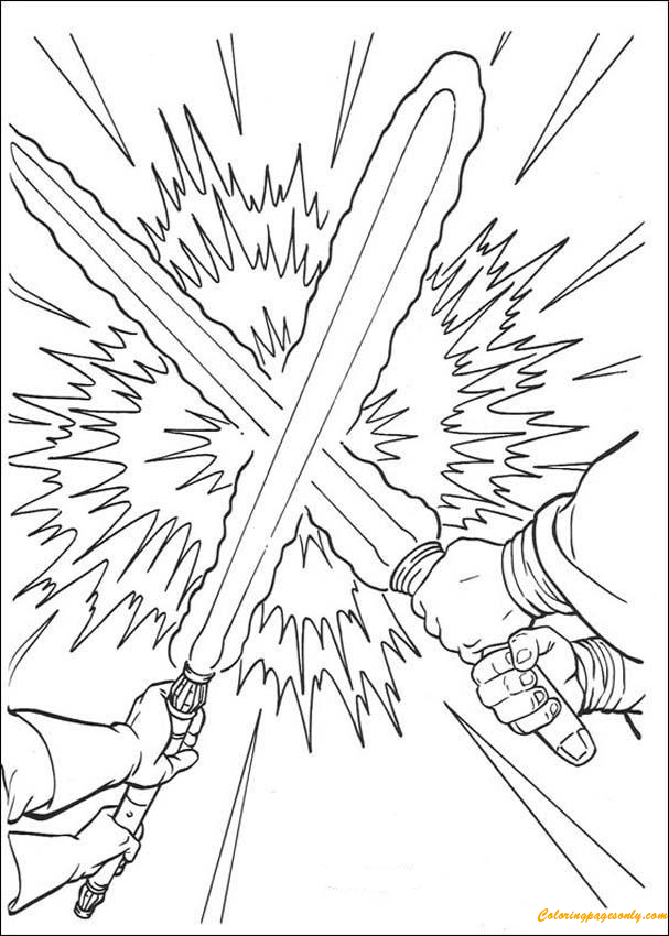 Дуэль на лазерном мече от персонажей «Звездных войн»