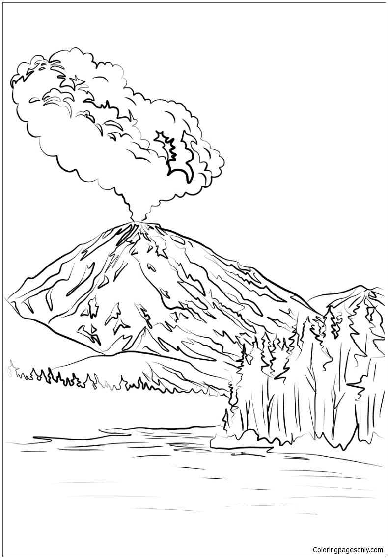 Lassen Peak Volcano Eruption Coloring Pages