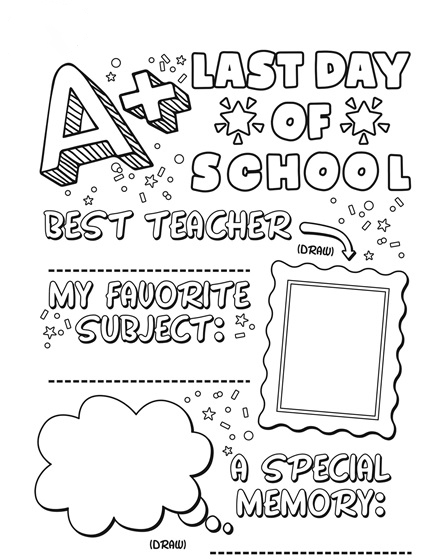 Last day of school sign Coloring Pages
