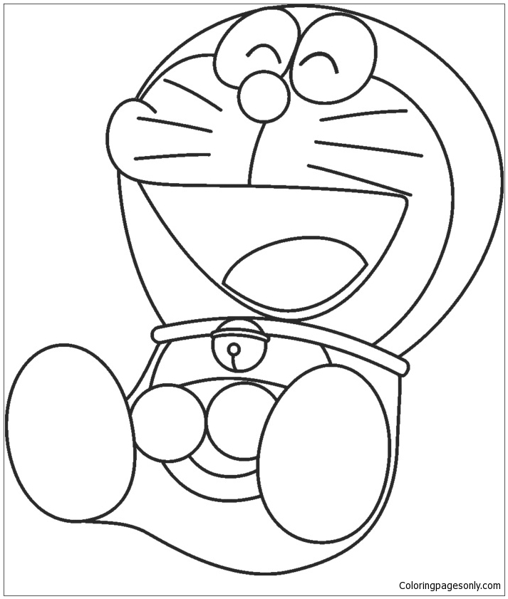 Laughing Doraemon Coloring Page