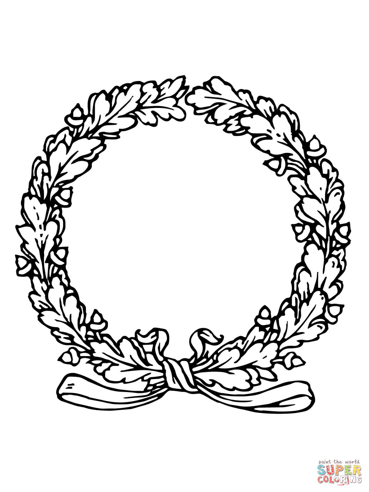 Laurels Wreath With Ribbon Coloring Pages