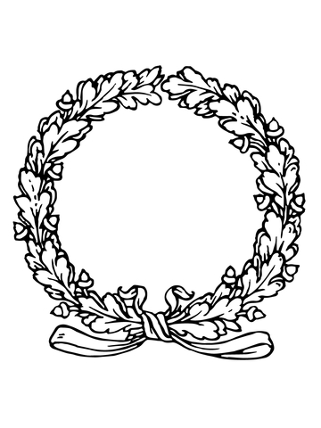 Laurels Wreath with Ribbon Coloring Pages