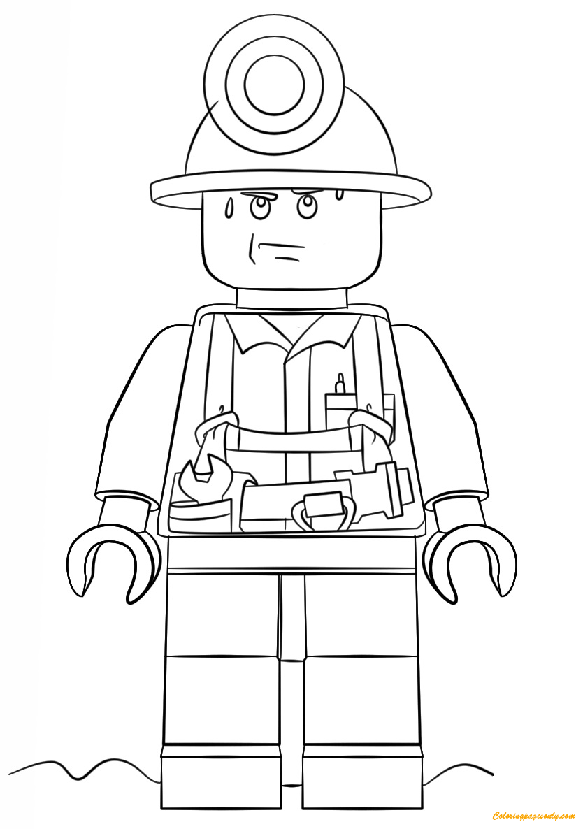 Lego City Mini Figure Miner Coloring Pages - Toys and Dolls Coloring