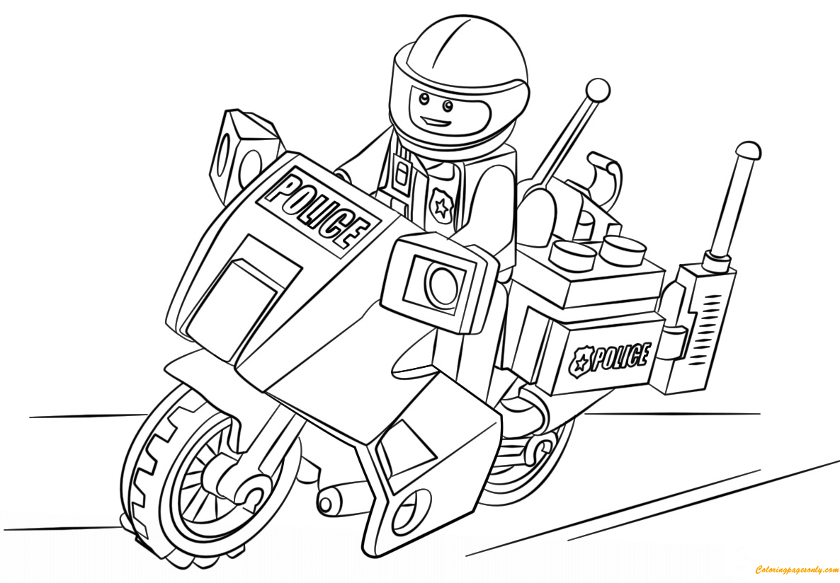 Lego City Motorcycle Police Coloring Pages - Lego Coloring Pages